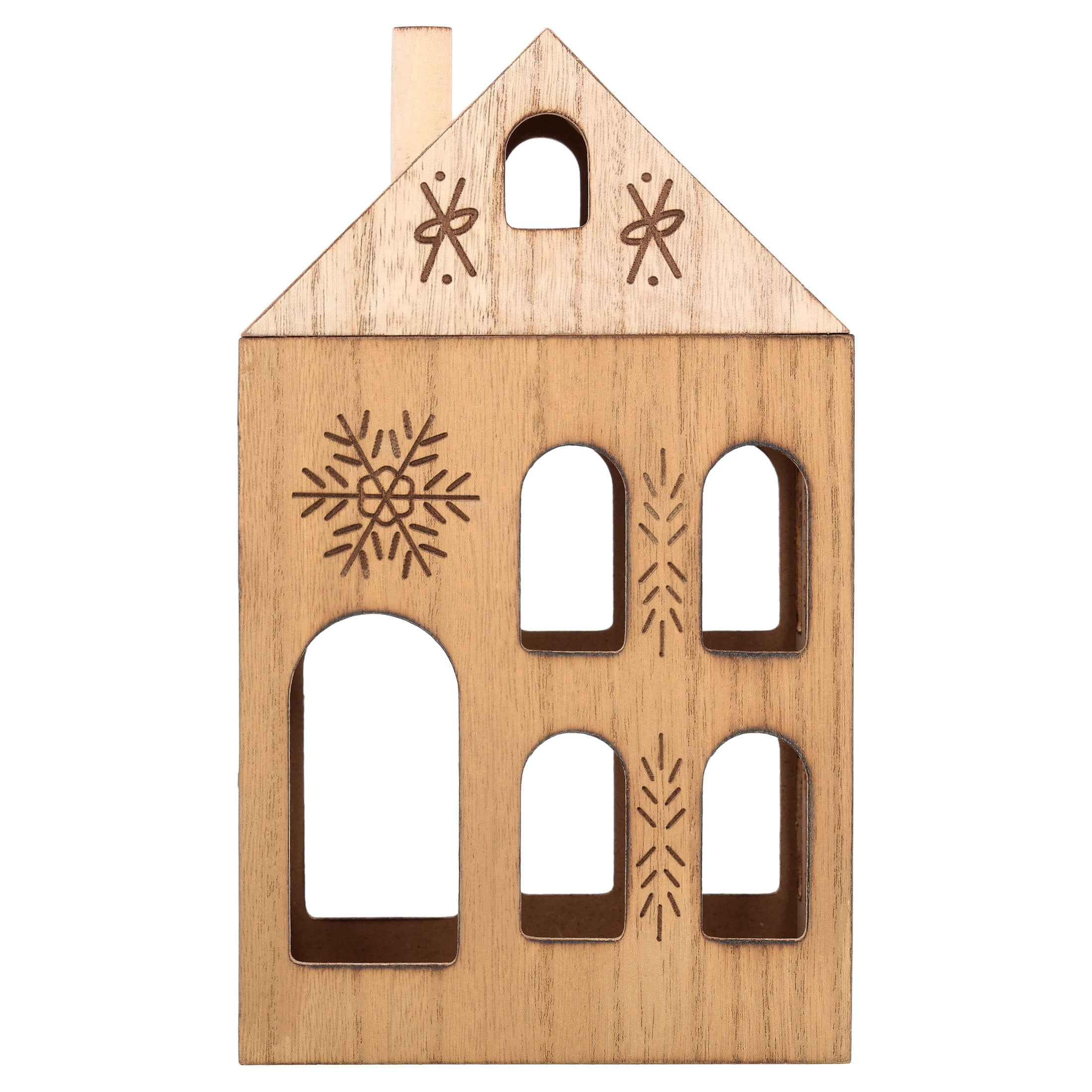 Large Wood House Christmas Decoration, Brown, 9", by Holiday Time