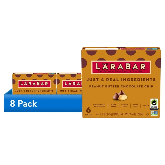 (8 pack) Larabar Peanut Butter Chocolate Chip, Fruit and Nut Bars, Gluten Free, Vegan, 9.6 oz, 6 Count