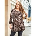 thumbnail image 1 of LARACE 3/4 Sleeve Shirts for Women Plus Size Tunic Dressy Top Loose Fit Flare T-Shirt A-leopard08 4X, 1 of 7