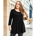 thumbnail image 1 of LARACE 3/4 Sleeve Shirts for Women Plus Size Tunic Dressy Top Loose Fit Flare T-Shirt Black 4X, 1 of 7