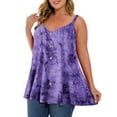 thumbnail image 1 of LARACE Camisole Tank Tops for Women V Neck T Shirts Plus Size Tunic Buttons Summer Spaghetti Strap Sleeveless Blouses(B-purple,1X), 1 of 8