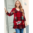 thumbnail image 1 of LARACE Christmas Women's 3/4 Sleeve Button V Neck High Low Loose Fit Casual Long Tunic Tops Tee Shirts Flower46 1X, 1 of 8