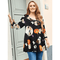 thumbnail image 1 of LARACE Halloween Womens 3/4 Sleeves Floral Tunic Shirts Summer Casual Dressy Blouse Tops Flower42 2X, 1 of 8