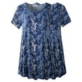 thumbnail image 1 of LARACE Plus Size Blouse for Women Short Sleeve Casual Shirt Tunic Tops Down Neck T-Shirt Loose Shirt A-Navy12 3X, 1 of 7
