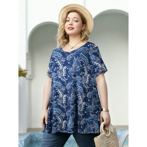 LARACE Plus Size Blouse for Women Short Sleeve Casual Shirt Tunic Tops T-Shirt Loose Shirt