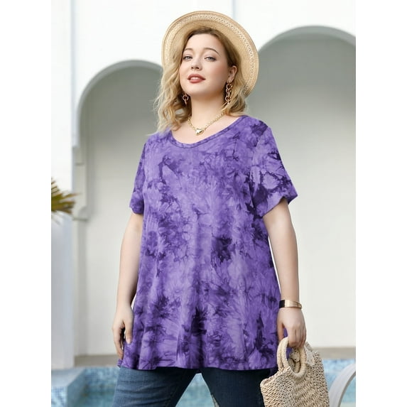 LARACE Plus Size Blouse for Women Short Sleeve Casual Shirt Tunic Tops T-Shirt Loose Shirt