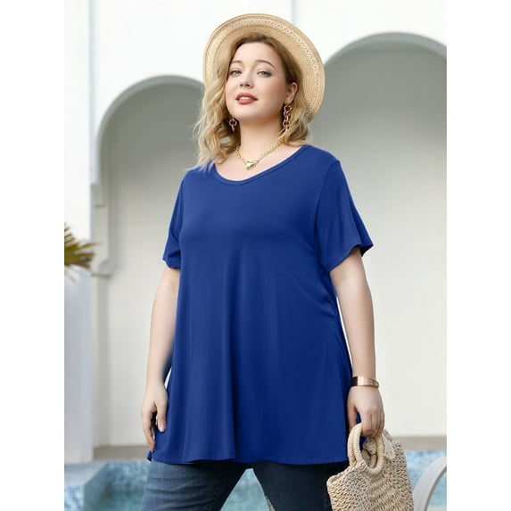 LARACE Plus Size Blouse for Women Short Sleeve Casual Shirt Tunic Tops T-Shirt Loose Shirt