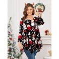 thumbnail image 1 of LARACE Plus Size Christmas Tops Tunic Tops 3/4 Roll Sleeve Floral Printed Blouses Long Sleeve Shirts Flower47 1X, 1 of 7