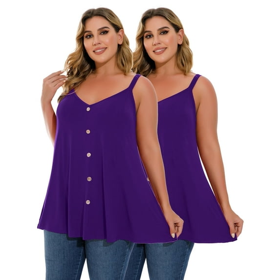 LARACE Plus Size Tank Tops for Women Casual Blouse Workout Tank Tops Sleeveless Loose Summer DarkPurple_2X