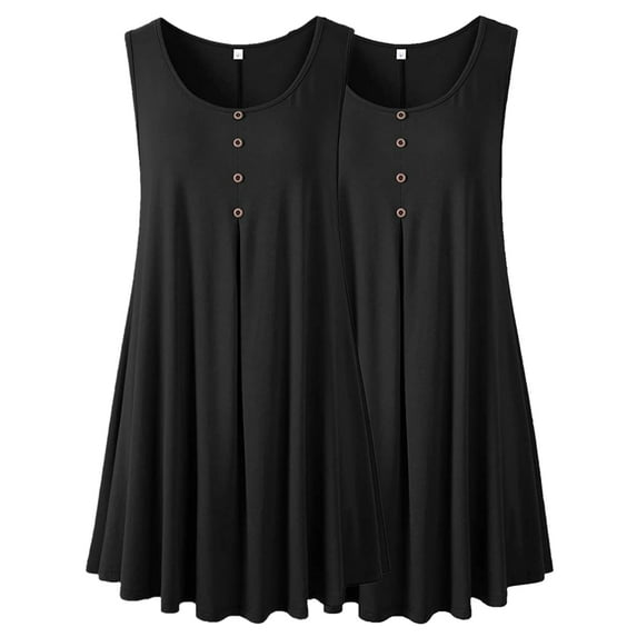 LARACE Plus Size Tank Tops for Women Sleevelss Tunic Casual Summer Clothes Swing Shirts Black_2X