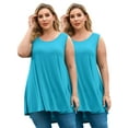 thumbnail image 1 of LARACE Plus Size Tank Tops for Women Sleevelss Tunic Casual Summer Clothes Swing Shirts LakeBlue_1X, 1 of 7