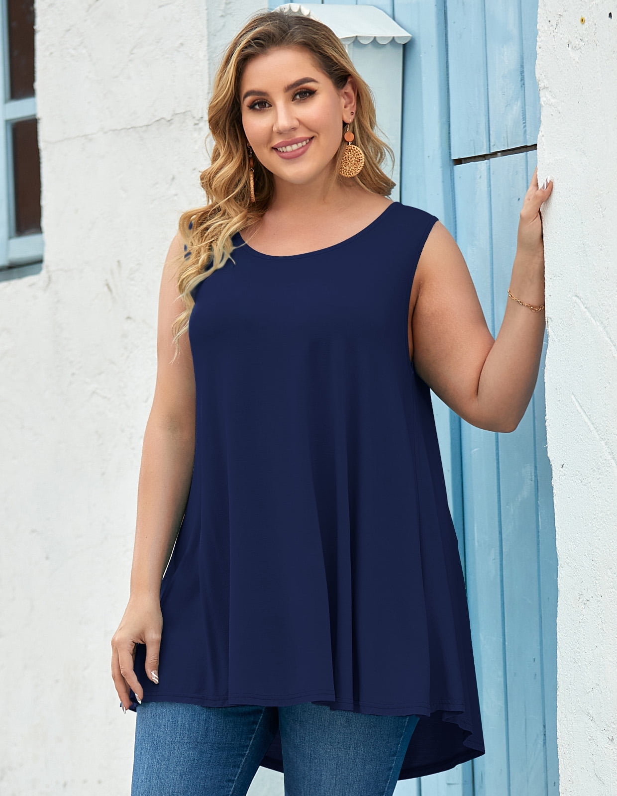 LARACE Plus Size Tank Tops for Women Sleevelss Tunic Casual Summer ...