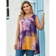 thumbnail image 1 of LARACE Plus Size Tank Tops for Women Sleevelss Tunic Casual Summer Clothes Swing Shirts T08-PinkYellow_4X, 1 of 6