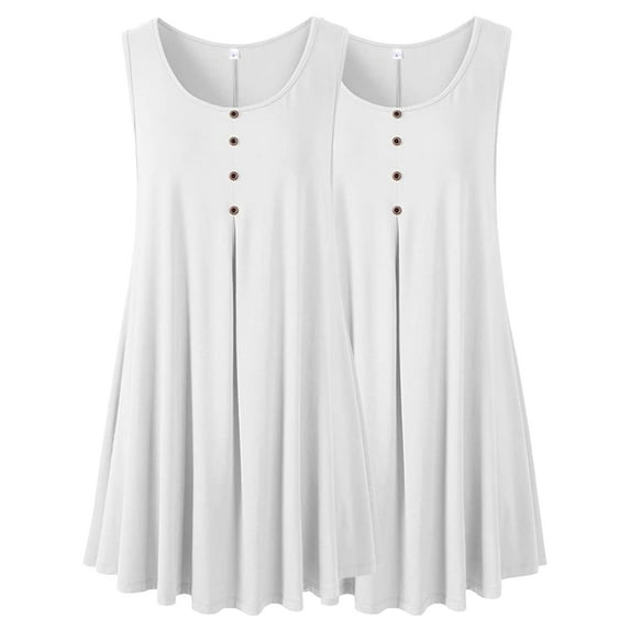 LARACE Plus Size Tank Tops for Women Sleevelss Tunic Casual Summer Clothes Swing Shirts White_4X