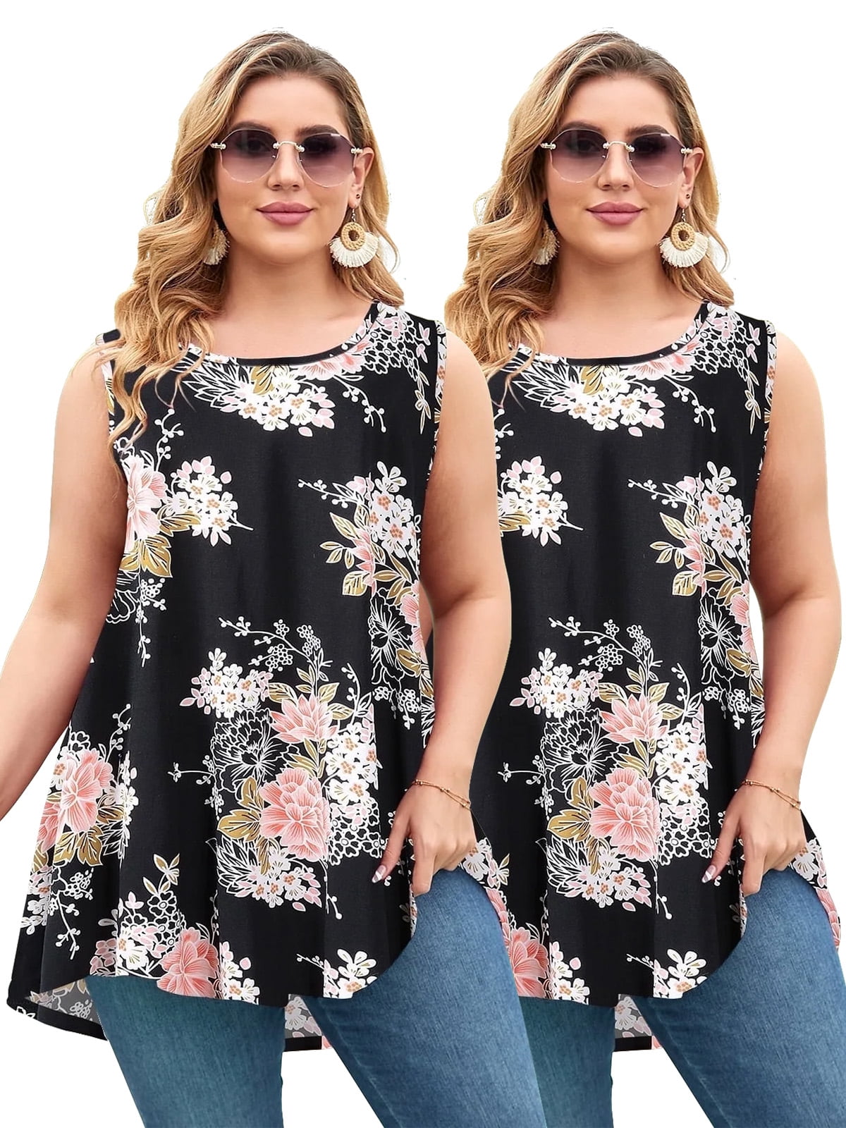 LARACE Plus Size Tank Tops for Women Sleevelss Tunic Casual Summer ...