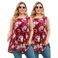 thumbnail image 1 of LARACE Plus Size Tank Tops for Women Sleevelss Tunic Casual Summer Clothes Swing Shirts for Jeans A-WineRed18_1X, 1 of 7