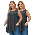 thumbnail image 1 of LARACE Plus Size Tank Tops for Women Sleevelss Tunic Casual Summer Clothes Swing Shirts for Jeans DeepGray_3X, 1 of 7