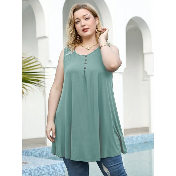 LARACE Plus Size Tank Tops for Women Sleevelss Tunic Casual Summer Clothes Swing Shirts