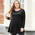 thumbnail image 1 of LARACE Plus Size Tunic Tops Long Sleeve Shirts for Women Swing Flowy Loose Fit Clothes for Leggings Black 2X, 1 of 6