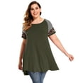 thumbnail image 1 of LARACE Plus Size Tunics Tops for Womens Crewneck Short Sleeve Blouse T Shirts ArmyGreen 1X, 1 of 9