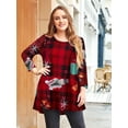 thumbnail image 1 of LARACE Plus Size Women's Christmas Tunic 3/4 Sleeve Clothes Swing Babydoll Top Side Split Crewneck Blouse Flowy Shirts Flower46 2X, 1 of 7