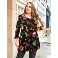 thumbnail image 1 of LARACE Plus Size Women's Christmas Tunic 3/4 Sleeve Clothes Swing Babydoll Top Side Split Crewneck Blouse Flowy Shirts Flower99_3X, 1 of 6