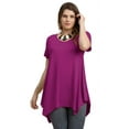 thumbnail image 1 of LARACE Short Sleeve T-Shirts for Women Plus size Tops V-Neck Tunic Tops for Leggings Fushia_3X, 1 of 7