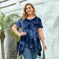 thumbnail image 1 of VEPKUL Short Sleeve T-Shirts for Women Plus size Tops V-Neck Tunic Tops for Leggings T09-DarkBlue_1X, 1 of 7