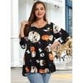 thumbnail image 1 of LARACE Women's Plus Size Tops 3/4 Length Sleeve Shirts Dressy Casual V Neck Tunic Blouse Flower42_4X, 1 of 6