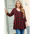 thumbnail image 1 of LARACE Women's Plus Size Tops 3/4 Sleeve Tunic Shirts Casual Button V-neck Blouse WineRed 4X, 1 of 8