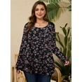 thumbnail image 1 of LARACE Womens Plus Size Long Sleeve Tops Tunic Tops Casual Floral Henley Shirts A-Black40 2X, 1 of 7