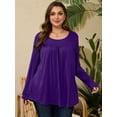 thumbnail image 1 of LARACE Womens Plus Size Long Sleeve Tops Tunic Tops Casual Floral Henley Shirts DarkPurple 2X, 1 of 7