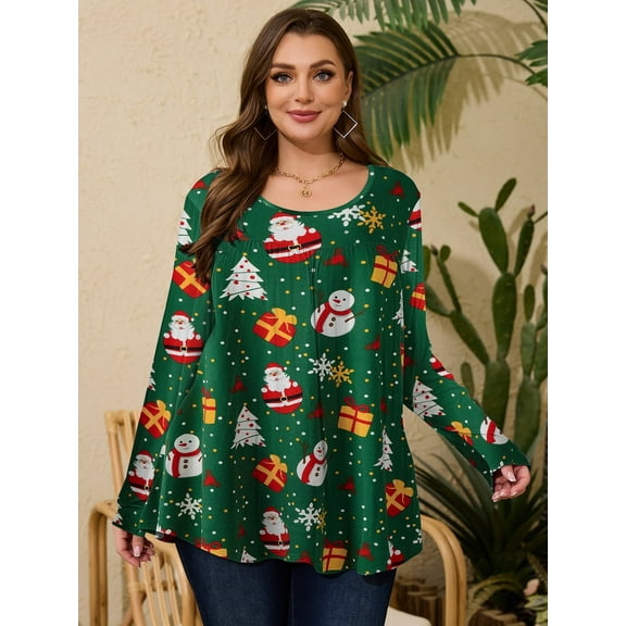 LARACE Womens Plus Size Long Sleeve Tops Tunic Tops Casual Floral Henley Shirts Flower45 3X