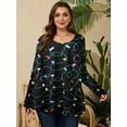 thumbnail image 1 of LARACE Womens Plus Size Long Sleeve Tops Tunic Tops Casual Floral Henley Shirts Flower95 2X, 1 of 7