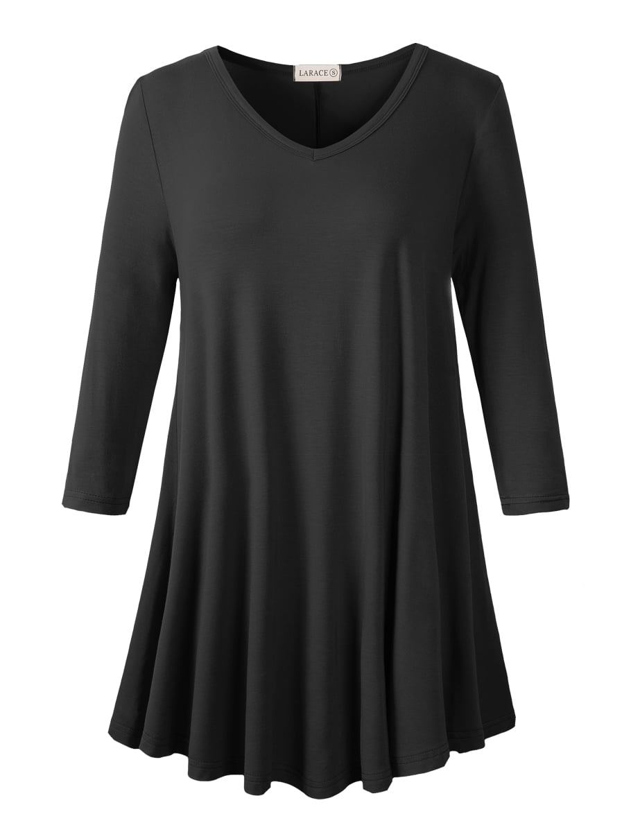 LARACE Womens Tunic Tops 3/4 Sleeve Plus Size Loose Fit Tunics Dressy ...