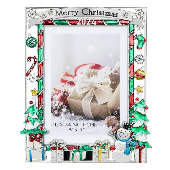 LARAINE Picture Photo Frame 5x7 Metal 2024 Christmas High Definition Glass Display Pictures for Tabletop Home Decorative Holiday Gift (Christmas Tree (2024))