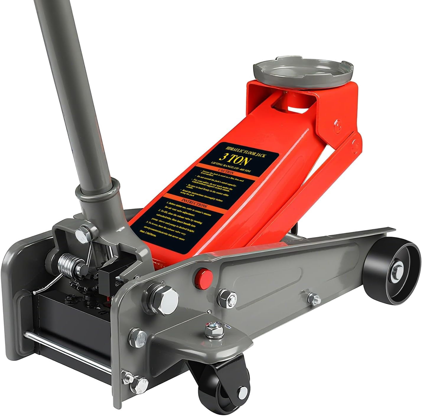 LARBANKE 3 Ton Floor Jack, Heavy Duty Steel Fast Lift Service Jack, Car Jack 6,600 lbs Capacity, 5.31" to 18.11" Lifting Range, Red