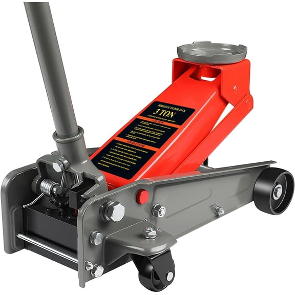 LARBANKE 3 Ton Floor Jack, Heavy Duty Steel Fast Lift Service Jack, Car Jack 6,600 lbs Capacity, 5.31" to 18.11" Lifting Range, Red