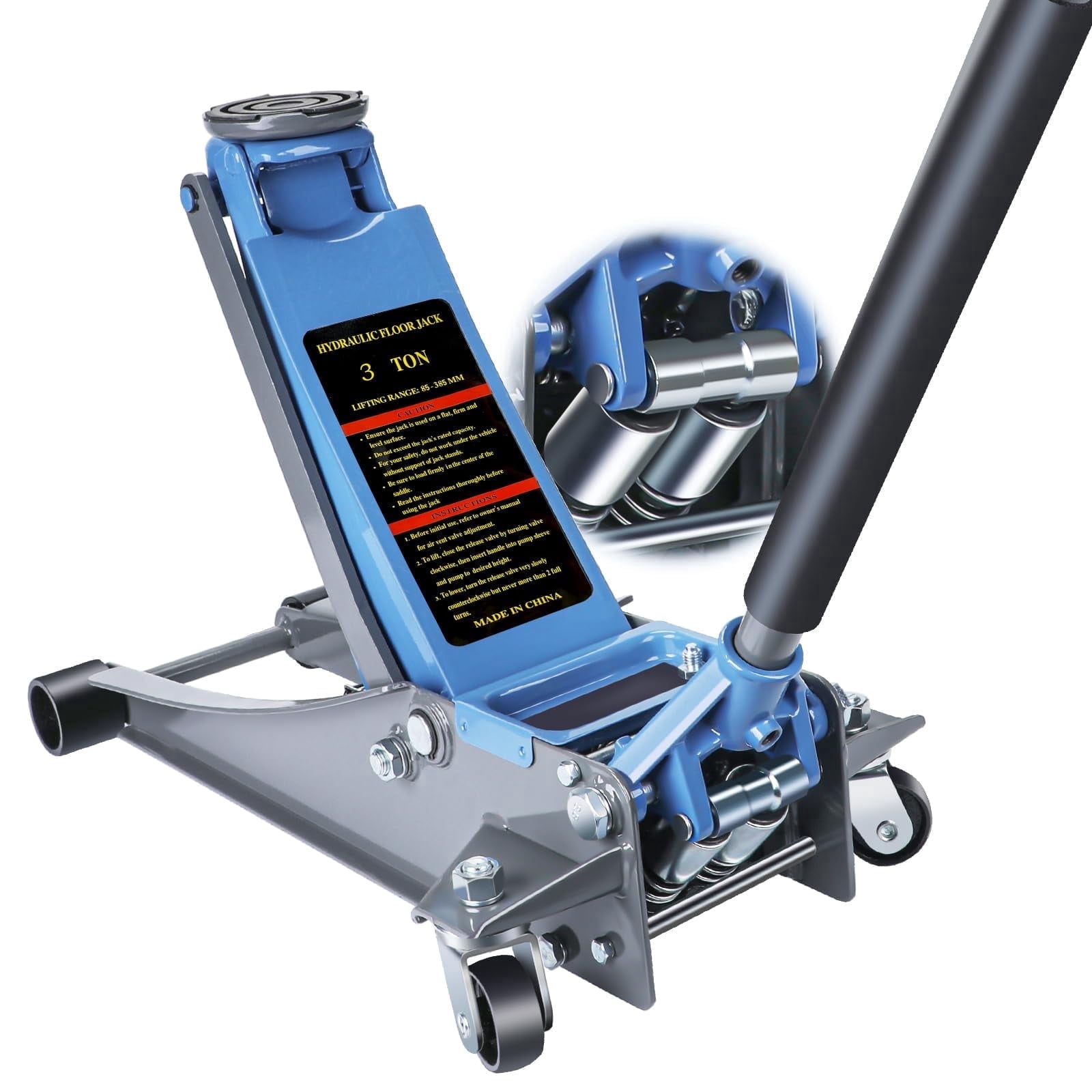 LARBANKE 3 Ton Low Profile Floor Jack, Hydraulic Dual Piston Quick