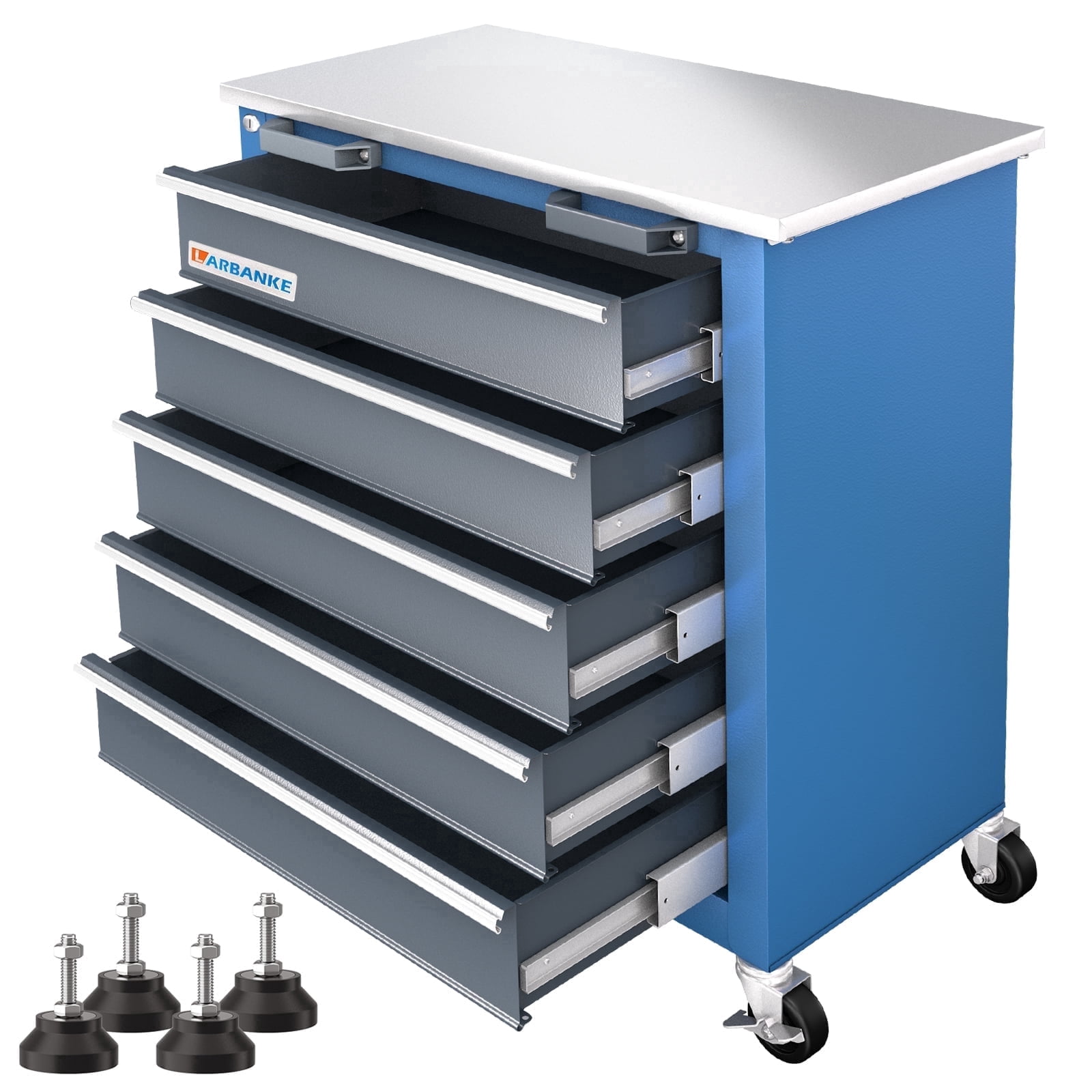 LARBANKE 5 Drawer Rolling Tool Chest, Metal with Wheels - Walmart.com