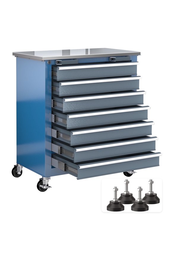 7-Drawer Locking Tool Chest | 360 Wheels & Anti-Shock Base | Modular Workbench | Garage Workshop Storage