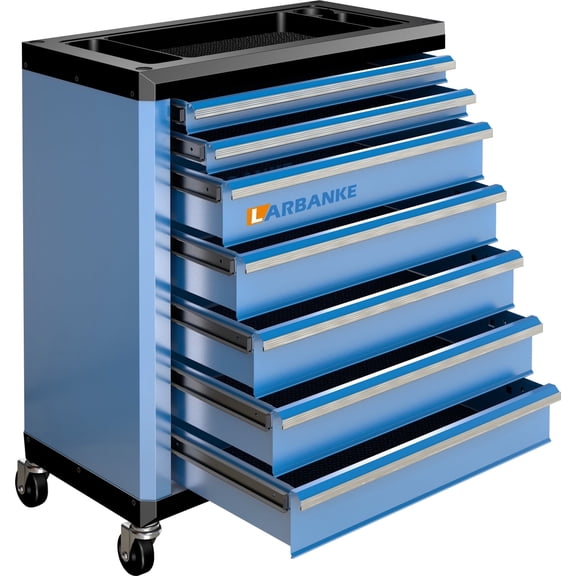 LARBANKE 7-Drawer Rolling Tool Chest with Lock, Connectable Tool Cabinet & Cart for Garage Workshop Storage