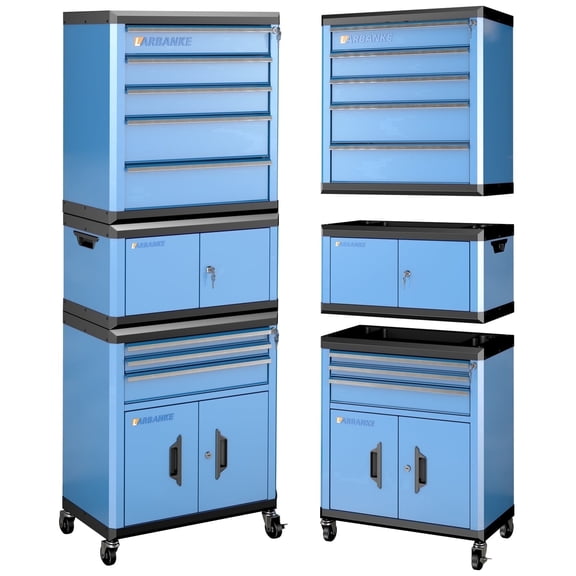 LARBANKE 8 Drawer Rolling Tool Chest with Locks&360° Wheels,Tool Cabinet with Multifunctional Countertop,Tool Chest with Connection Rods,Can Be Used as 3 Individual Units or Combine a Large One