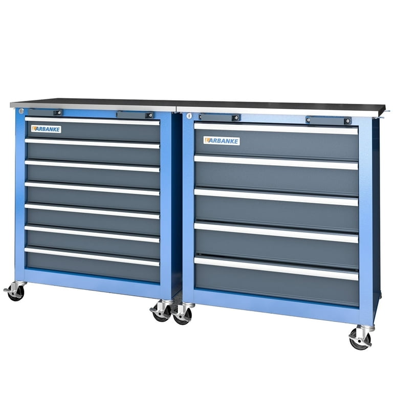 LARBANKE Combination Tool Cabinet, 7 & 5 Drawer Sets, Rolling