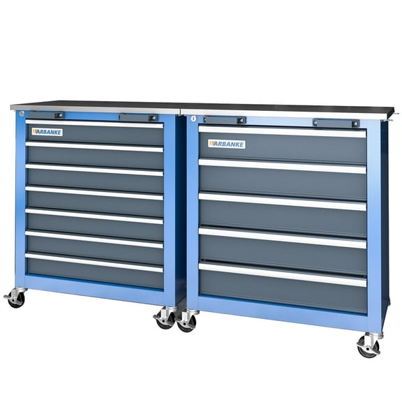 LARBANKE Combination Tool Cabinet,7 Drawer Tool Chest and 5 Drawer Tool Chest for Connected Use,Rolling Tool Chest with 360 Brake Wheels and Padded Feet