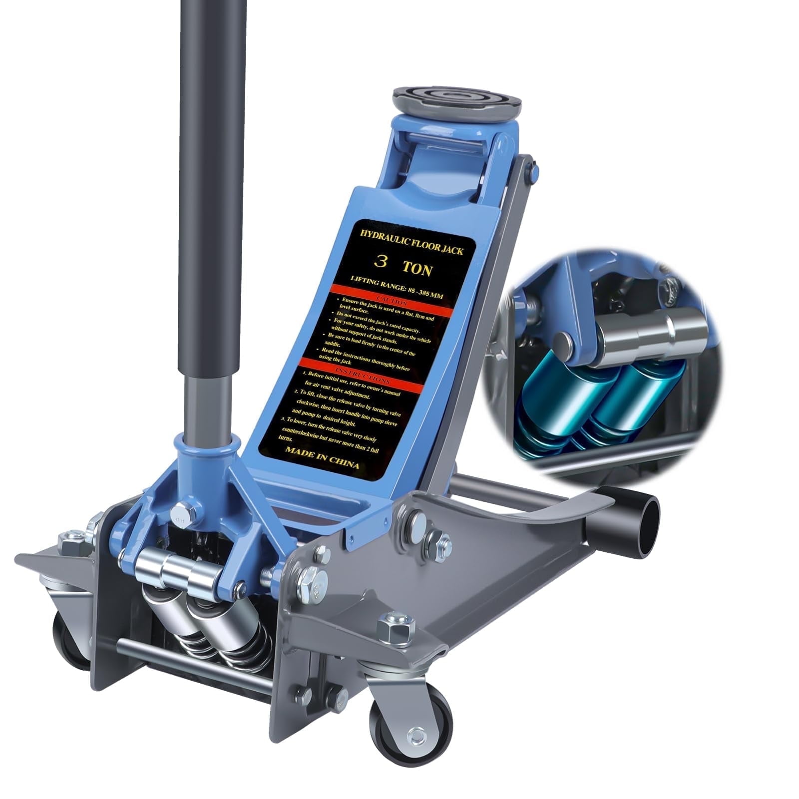 LARBANKE Floor Jack with Dual Pistons Quick Lift Pump,3 Ton Capacity with Durable Carbon and Steel,with Lifting Range:3.15-18.31",for Utility Vehicle