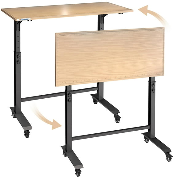 LARBANKE Foldable Workbench with One-Touch Fold, 5 Height Adjustable with Locking Wheels & Feet for Easy Storage