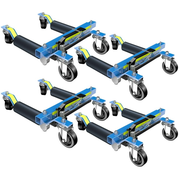 LARBANKE Hydraulic Car Dolly Jack Set of 4 with Foot Pedal | 6000LB Capacity, Safety Reflective Tape