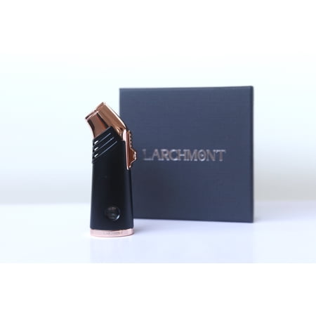 LARCHMONT Cigar Lighter, Triple Jet Flame Torch Lighter Cigar Accessories, Windproof Refillable Butane lighters for Smoking with Gift Box, Black & Rose Gold