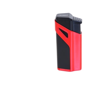 LARCHMONT Vail Cigar Lighter, Triple Jet Flame Torch Lighter Cigar Accessories, Built in Punch Cutter Windproof Refillable Butane lighters for Smoking with Gift Box, Red Color